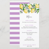 おしゃれなレモン ラベンダー ウェディングシャワー ランチョン メニュー (正面/裏面)