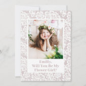 おしゃれなレースのフラワガール提案カスタム写真 招待状 (正面)