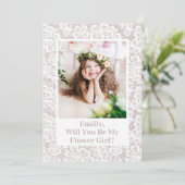 おしゃれなレースのフラワガール提案カスタム写真 招待状 (スタンド正面)