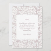 おしゃれなレースのフラワガール提案カスタム写真 招待状 (裏面)