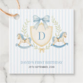 おしゃれなロッキングホースの男の子 1歳の誕生日 フェイバータグ (正面)