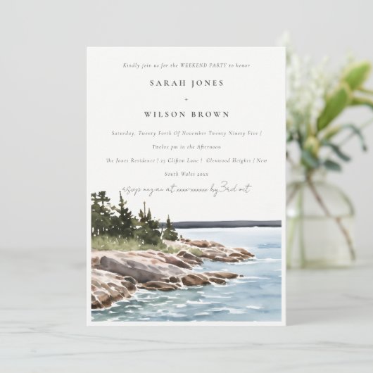 おしゃれなロックピークマウンテン海景週末パーティー 招待状 (スタンド正面)