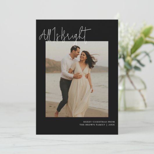 おしゃれなロマンチックカップルの冬のフェスティバルホリデー シーズンカード (スタンド正面)