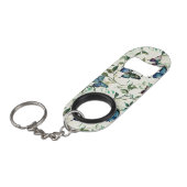 おしゃれなロマンチックブルーバタフライのウェディングシャワー キーホルダー栓抜き (正面アングル)