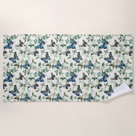 おしゃれなロマンチックブルーバタフライブライダルシャワー ビーチタオル