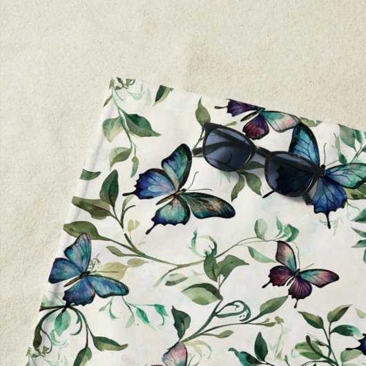 おしゃれなロマンチックブルーバタフライブライダルシャワー ビーチタオル (インサイチュ)