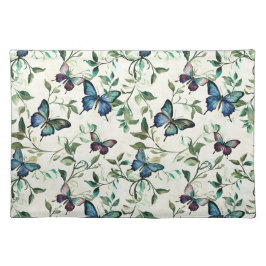 おしゃれなロマンチックブルーバタフライブライダルシャワー ランチョンマット