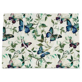 おしゃれなロマンチックブルーバタフライブライダルシャワー ラージペーパーバッグ (正面)