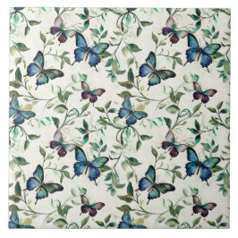 おしゃれなロマンチックブルーバタフライ ブライダルシャワー タイル