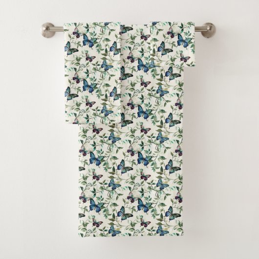 おしゃれなロマンチックブルーバタフライ ブライダルシャワー バスタオルセット (インサイチュ)