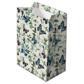 おしゃれなロマンチックブルーバタフライ ブライダルシャワー ミディアムペーパーバッグ (裏面アングル)