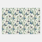 おしゃれなロマンチックブルーバタフライ ブライダルシャワー ラッピングペーパーシート (正面2)