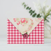 おしゃれなローズの結婚式の出欠確認 招待状 (スタンド正面)