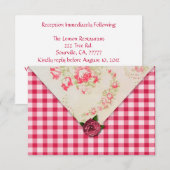 おしゃれなローズの結婚式の出欠確認 招待状 (正面/裏面)