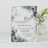 おしゃれなローズグレー60歳の誕生日 招待状 (スタンド正面)