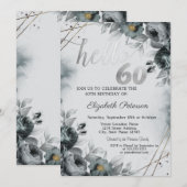 おしゃれなローズグレー60歳の誕生日 招待状 (正面/裏面)