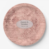 おしゃれなローズゴールドのウェディング ペーパープレート (正面)
