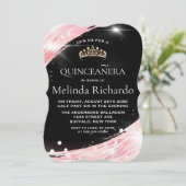 おしゃれなローズゴールドのクラウンクイーンセレブレーション パーティー 招待状 (スタンド正面)