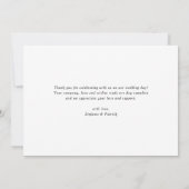 おしゃれなローズゴールドのホイル紙のコンフェッティ ドロップス ブラック ウェディング サンキューカード (裏面)