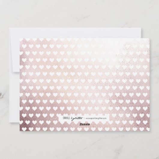 おしゃれなローズゴールドのラブハーツファミリー バレンタインデー シーズンカード (裏面)