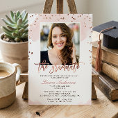 おしゃれなローズゴールドの卒業写真 卒業パーティー 招待状