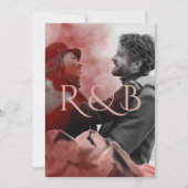 おしゃれなローズゴールドの山々オーバーレイ写真 ウェディング 招待状 (正面)