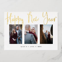 おしゃれなローズゴールドの新年写真コラージュ