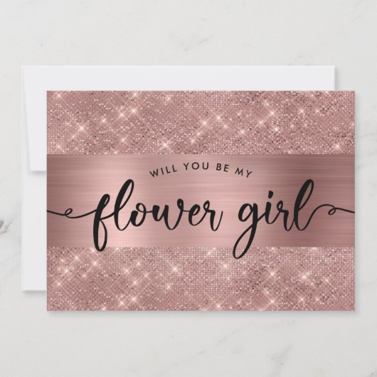 おしゃれなローズゴールドの花嫁の女の子のプロポーズ招待状 招待状 (正面)