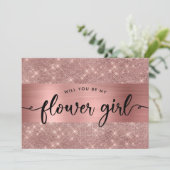 おしゃれなローズゴールドの花嫁の女の子のプロポーズ招待状 招待状 (スタンド正面)