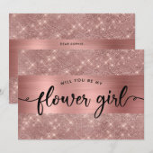 おしゃれなローズゴールドの花嫁の女の子のプロポーズ招待状 招待状 (正面/裏面)