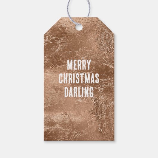 おしゃれなローズゴールドの豪華でキラキラとした輝き ギフトタグ (正面)