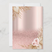 おしゃれなローズゴールドグリッター パンパス ローズ 50歳の誕生日 招待状 (裏面)