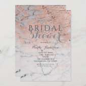 おしゃれなローズゴールドピンク大理石モダングラムパーティー 招待状 (正面/裏面)