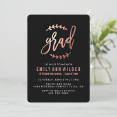 おしゃれなローズゴールド箔 | 卒業パーティー 招待状 (スタンド正面)