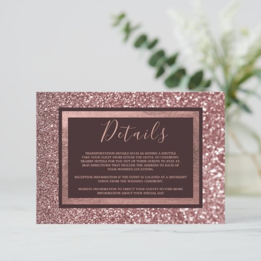 おしゃれなローズゴールド ワインレッド グリッターの詳細 エンクロージャーカード (スタンド正面)