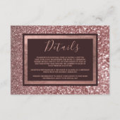 おしゃれなローズゴールド ワインレッド グリッター 詳細 エンクロージャーカード (正面)