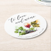 おしゃれなワイナリーの水彩ワイングラス ラウンドペーパーコースター (アングル)