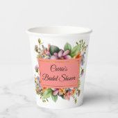 おしゃれなワイルドフラワーのブライズシャワー 紙コップ (裏面)