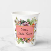 おしゃれなワイルドフラワーのブライズシャワー 紙コップ (正面)