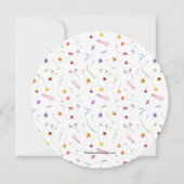 おしゃれなワイルドフラワーのブライダルシャワー丸型カード 招待状 (裏面)