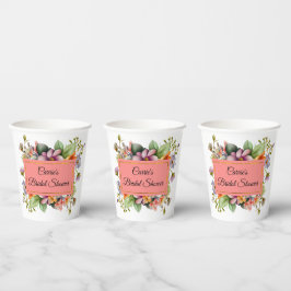 おしゃれなワイルドフラワーのブライダルシャワー 紙コップ