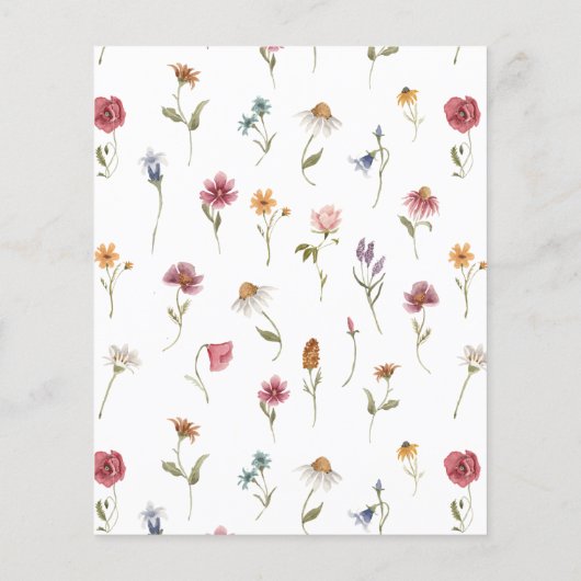 おしゃれなワイルドフラワーフィールド ボヘミアンブライダルシャワー招待状 チラシ (裏面)