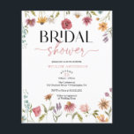 おしゃれなワイルドフラワーフィールド ボヘミアンブライダルシャワー招待状 チラシ<br><div class="desc">このデザインは、繊細な手描きのワイルドフラワーとグリーンがあしらわれたリースのブーケと、モダンで素朴なフォントの素敵な組み合わせが特徴です。 さらにマッチするアイテムはコレクションでご覧ください!</div>