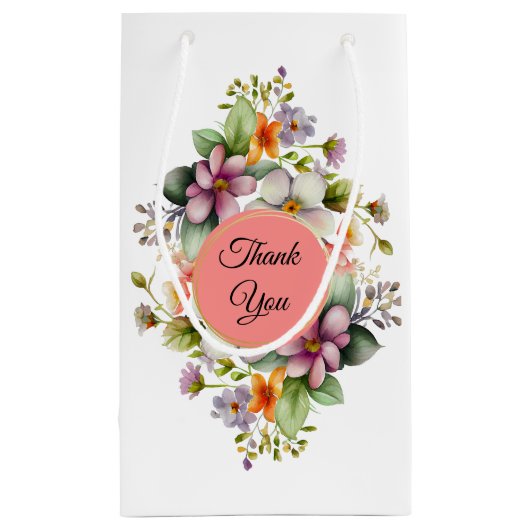 おしゃれなワイルドフラワー ブライダルシャワーのお土産 スモールペーパーバッグ (裏面)