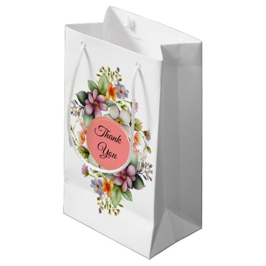 おしゃれなワイルドフラワー ブライダルシャワーのお土産 スモールペーパーバッグ (正面アングル)