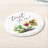 おしゃれなワインをテーマにした水彩画の紙コースター ラウンドペーパーコースター (アングル)