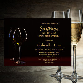 おしゃれなワイングラス サプライズ誕生日パーティー 招待状