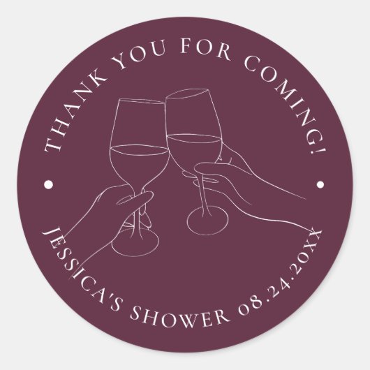おしゃれなワインブライダルシャワー ラウンドシール (正面)
