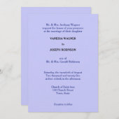 おしゃれなワインブルー結婚式のモノグラム 招待状 (正面/裏面)