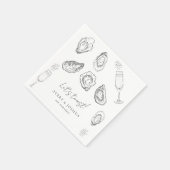 おしゃれなワインボトルと牡蠣のエンゲージメントパーティー スタンダードカクテルナプキン (角)